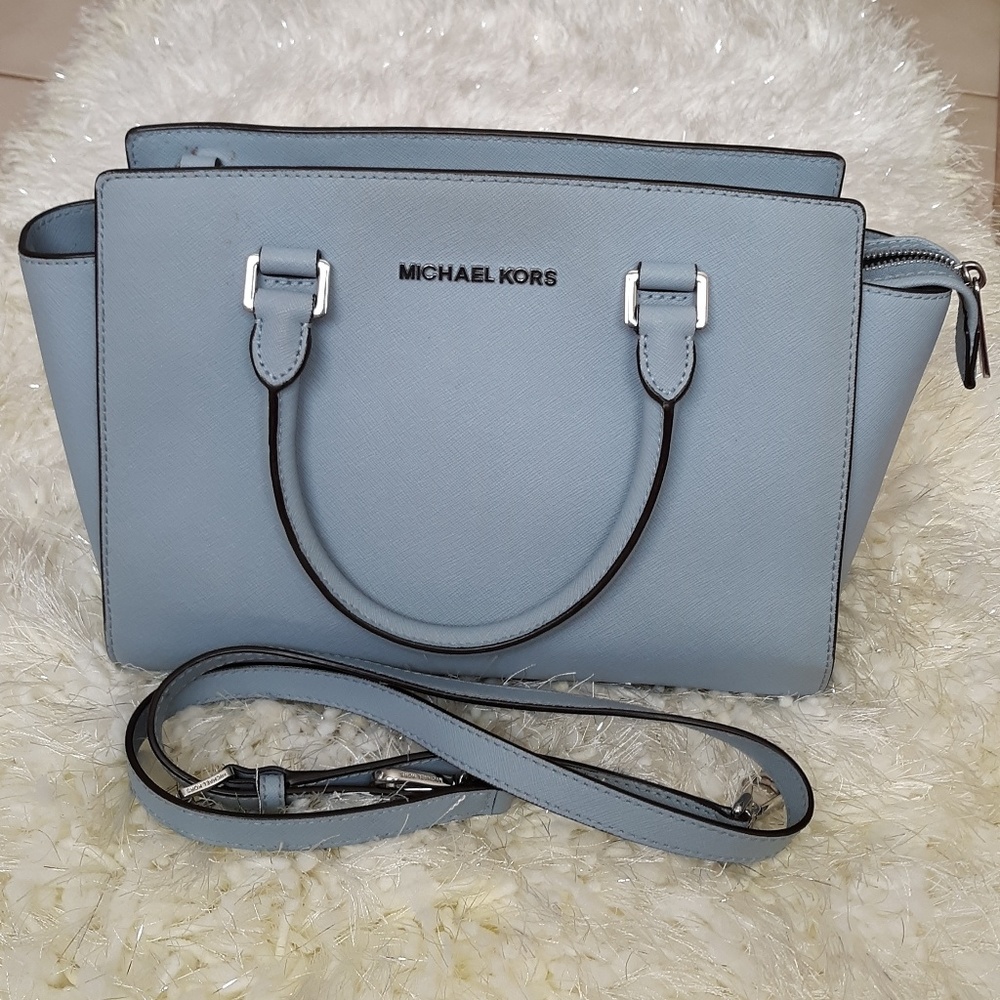 Michael Kors Light Blue Medium Selma Handbag